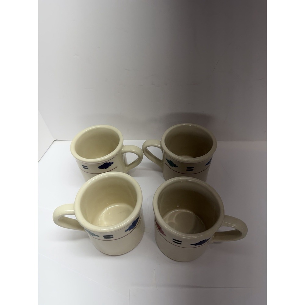 Hartstone USACheyenne Handpainted Stoneware Coffee Mugs Set of 4 VTG Western Ran - Picture 4 of 11
